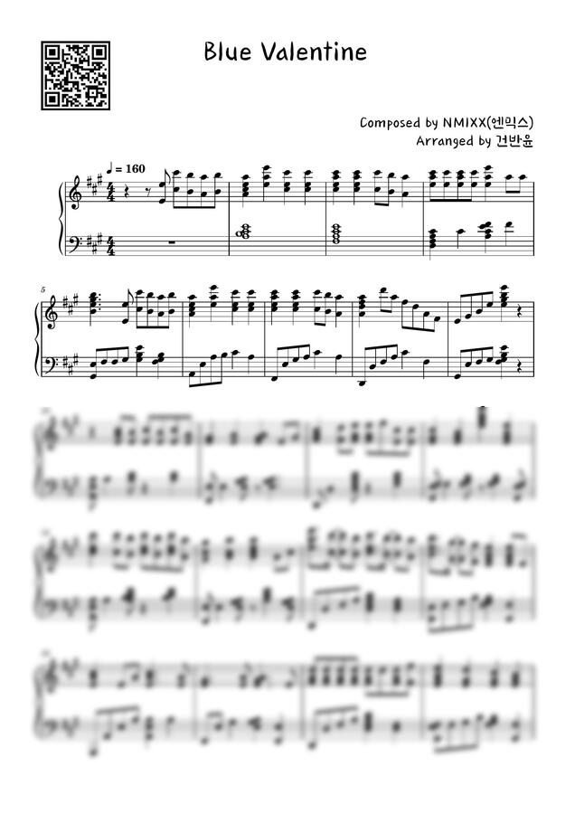 NMIXX(엔믹스) - Blue Valentine 피아노 악보 by 건반윤0