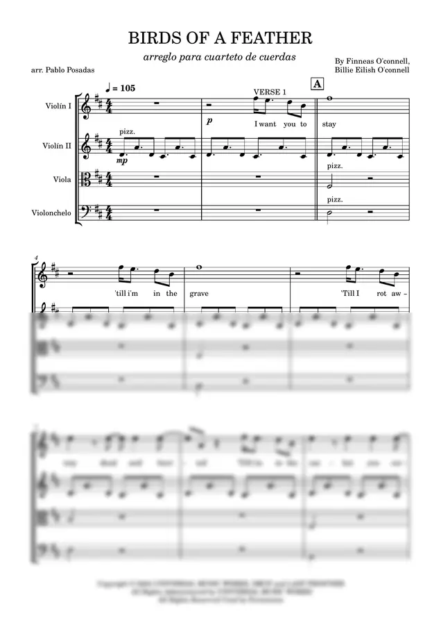 Billie Eilish - BIRDS OF A FEATHER (string quartet)