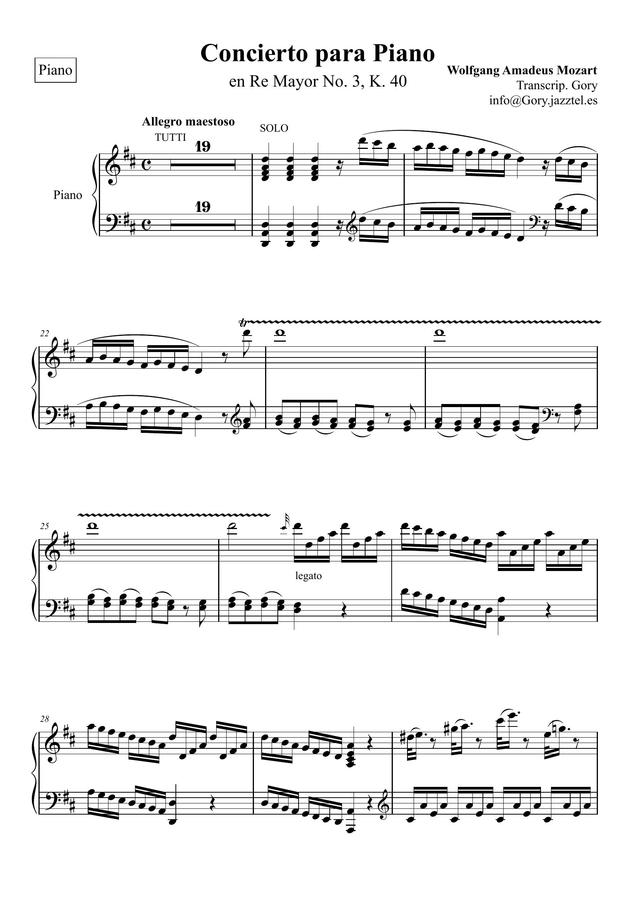 악보 > W.A.Mozart (모차르트) Piano Concerto No.3