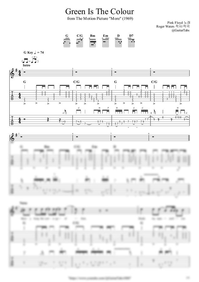 Pink Floyd - Green Is The Colour by GuitarTabs0