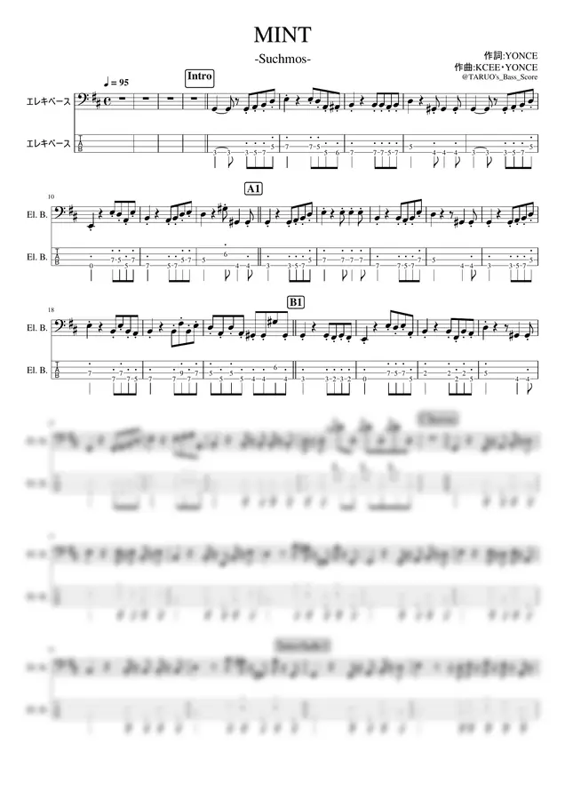 Suchmos - MINT (Bass/Suchmos/) by TARUO's Bass_Score 1p 미리보기
