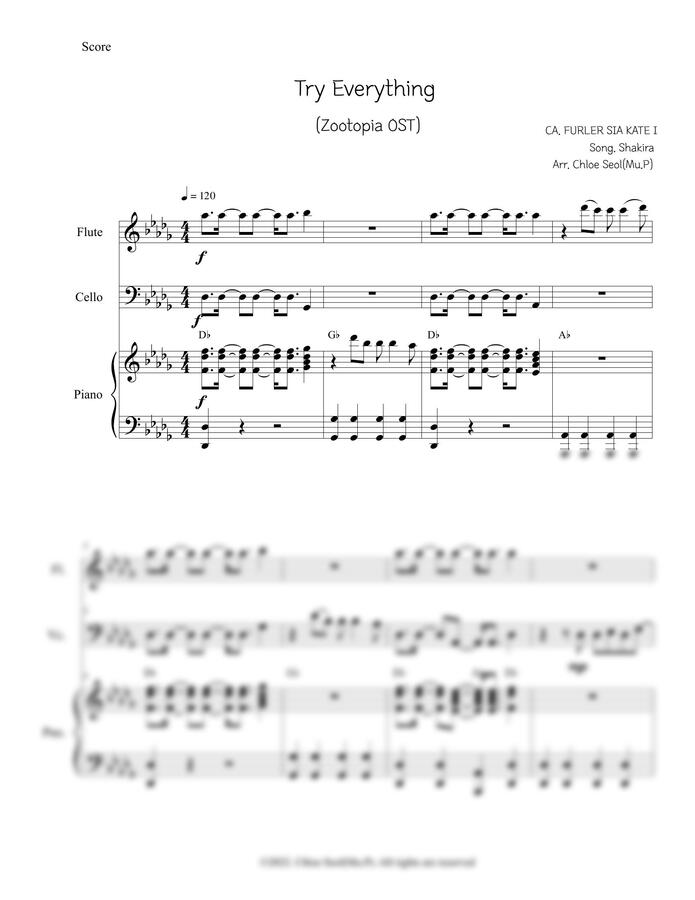 주토피아 OST - Try Everything (Flute, Cello and Piano) by Chloe Seol(Mu.P)0