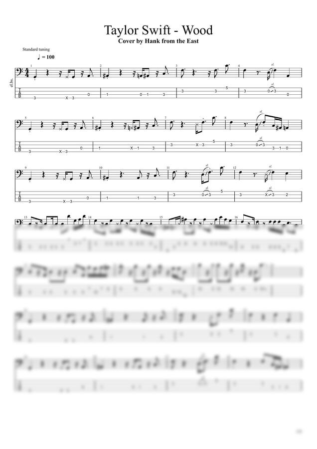 테일러 스위프트 - Wood (Bass tabs) by Hank from the East0