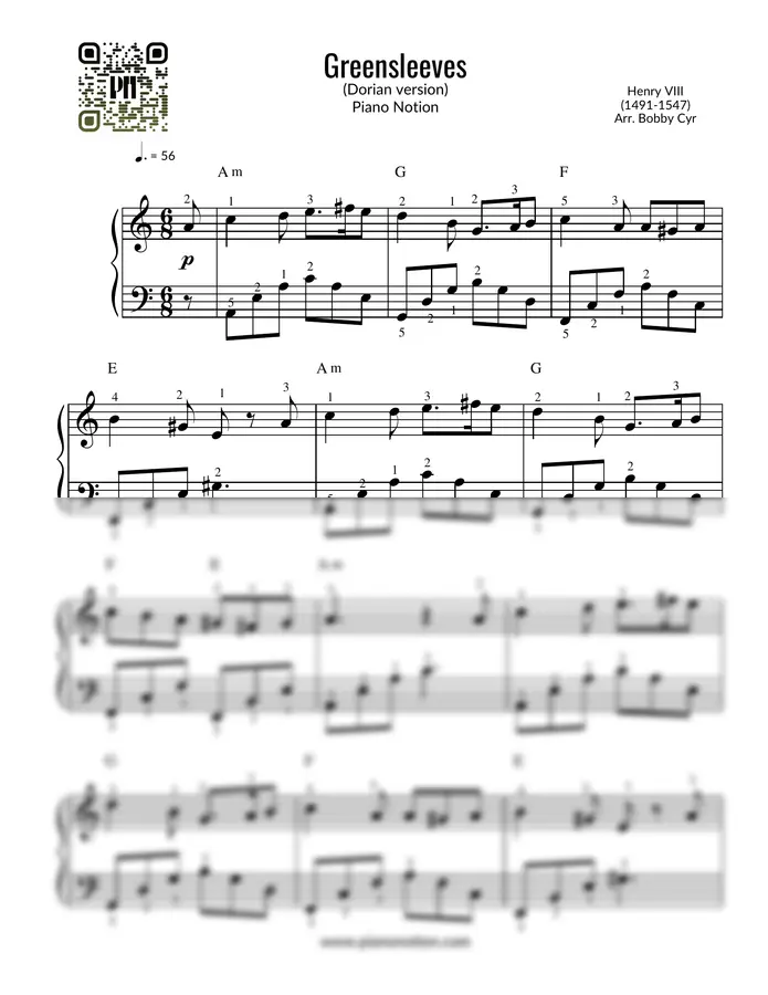 Bobby Cyr - Greensleeves (Easy Piano)