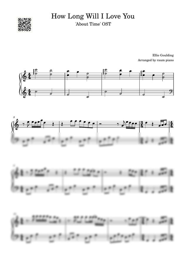 About time 어바웃 타임 Ost - How Long Will I Love You (초급, 바이엘후반) by raum piano0