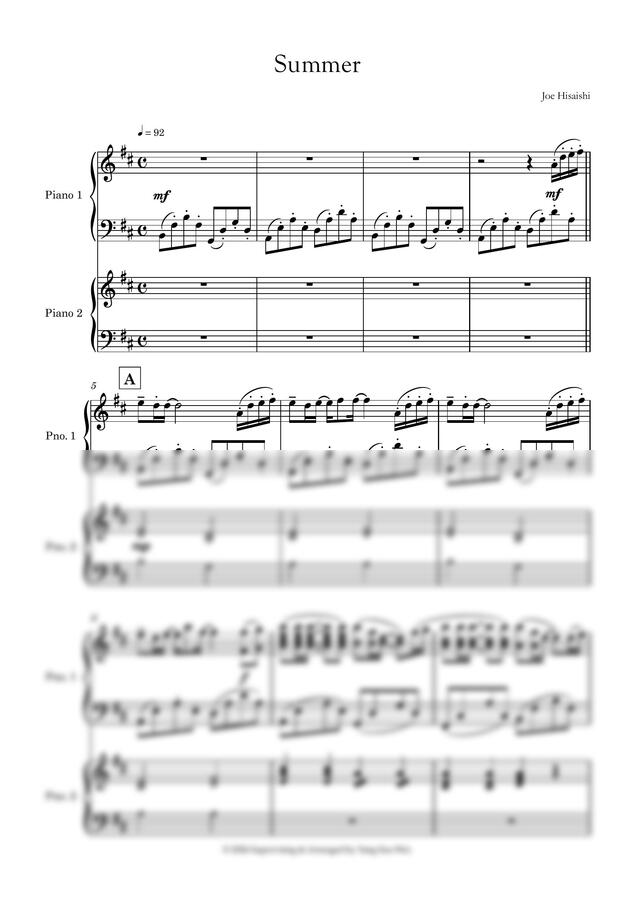 히사이시 조 - Summer for 2 Piano (원본 판)