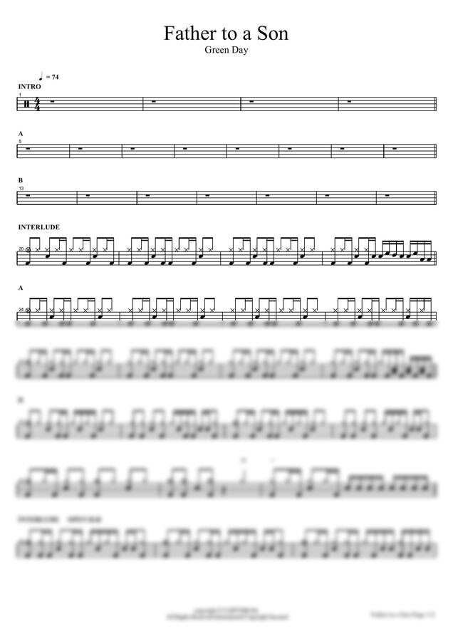 악보 > Green Day Father to a Son by COPYDRUM