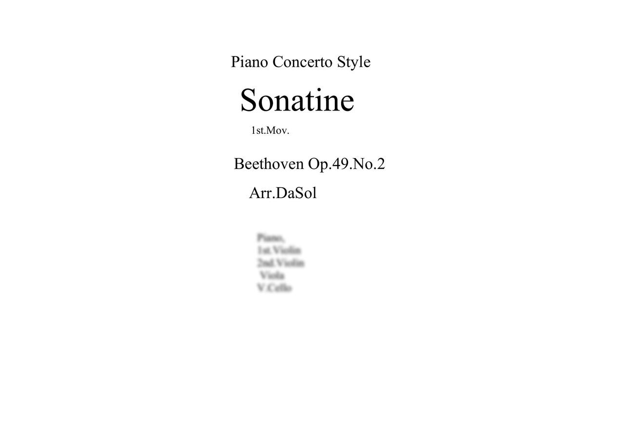 L.V.Beethoven (베토벤) - 피아노협주곡으로 편곡한 Sonatine15.Op.49.No.2 (현악4부편성) by Samgon.Kim0