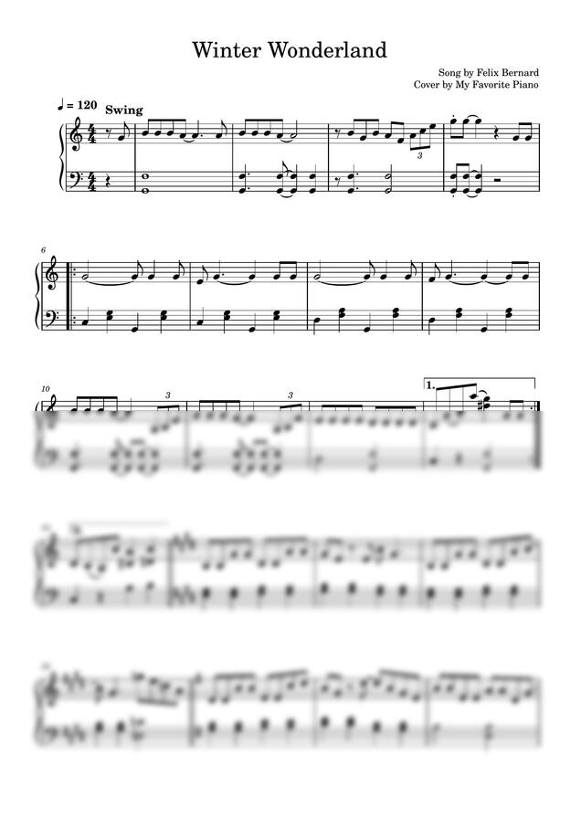 Michael Buble - Winter Wonderland (중급 악보) by My Favorite Piano0