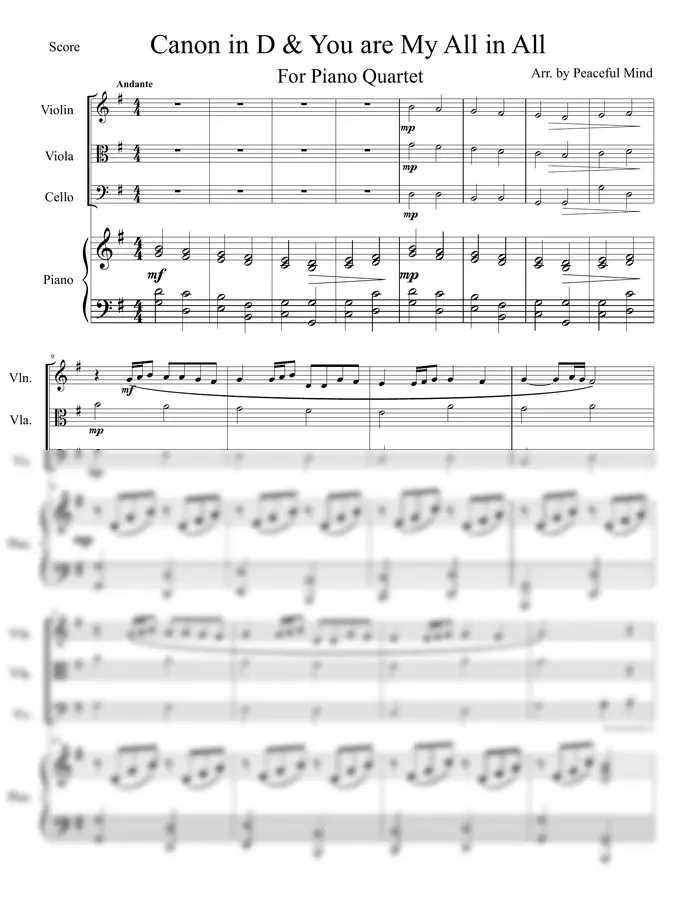 Johann Pachelbel / Dennis Jernigan - 캐논 & 약할 때 강함 되시네 for Piano Quartet