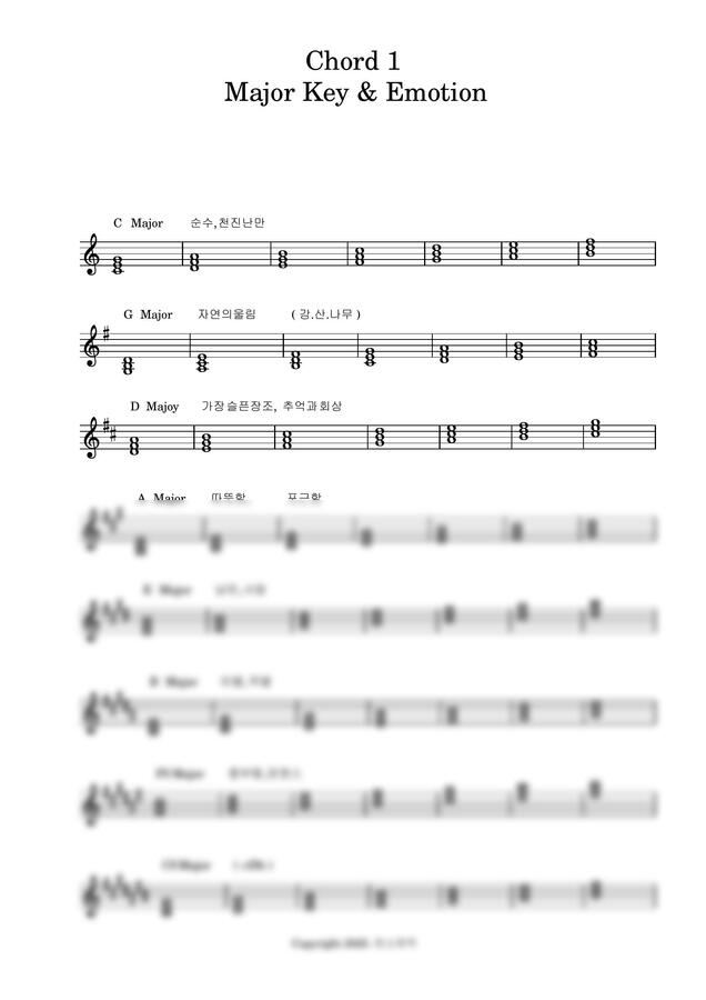 빈스뮤직 - 각 조표별 코드표 &감정표