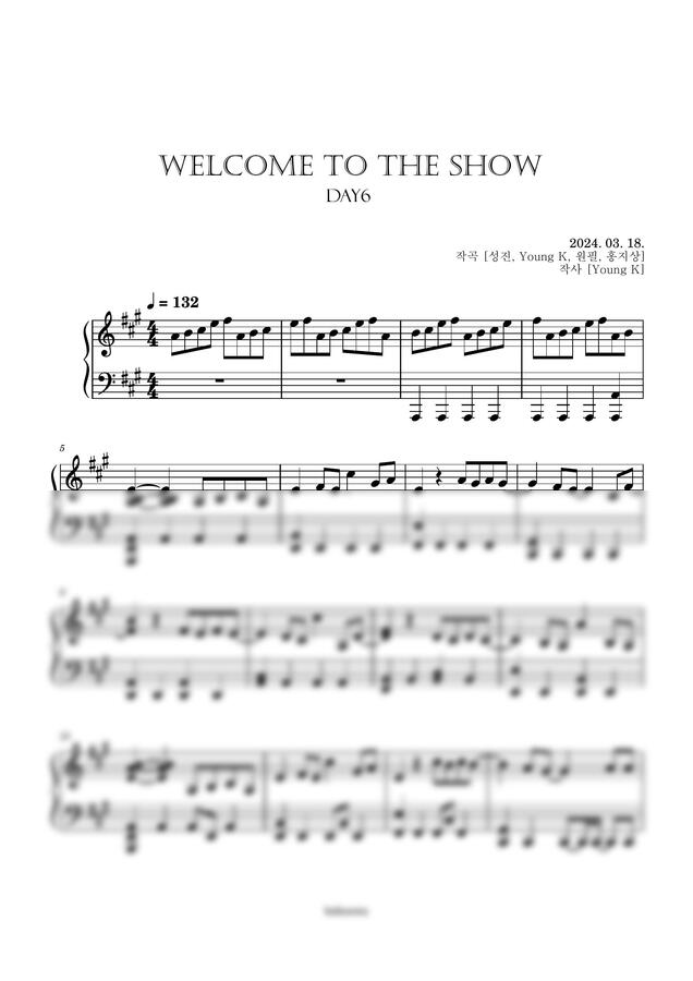 데이식스 - Welcome to the Show (중급 악보/원키) by Boknowa보노아0