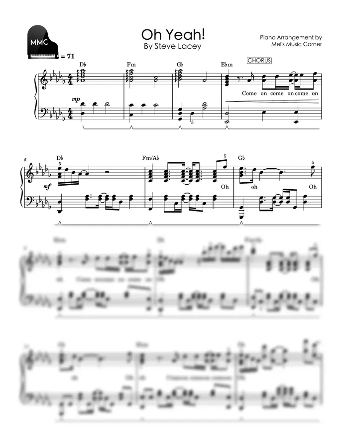 Steve Lacy - Oh Yeah! (Spiderman end credits song) (piano sheet music)