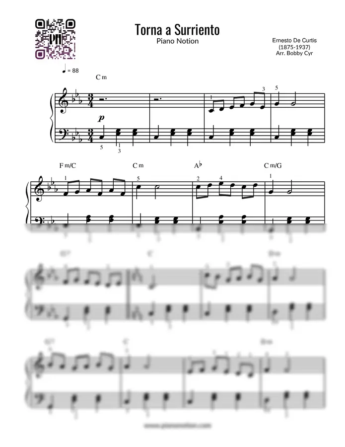 Ernesto De Curtis - Torna a Surriento (Easy Piano)