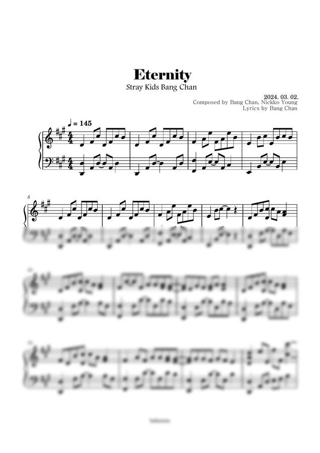스트레이 키즈 방찬 (Stray Kids BANG CHAN) - Eternity (중급 악보/원키) by Boknowa보노아 1p 미리보기