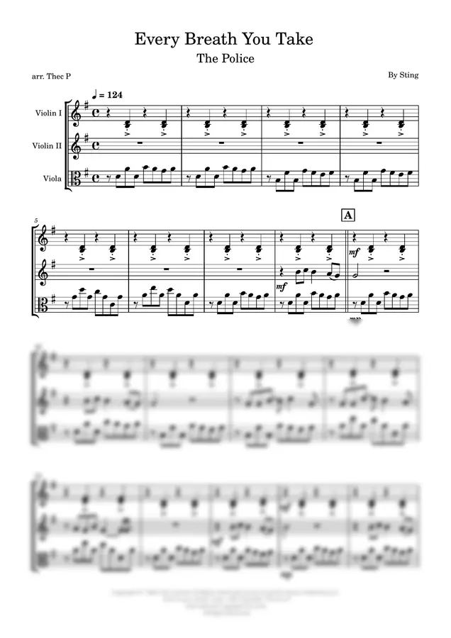 The Police - Every Breath You Take ( (for string trio))