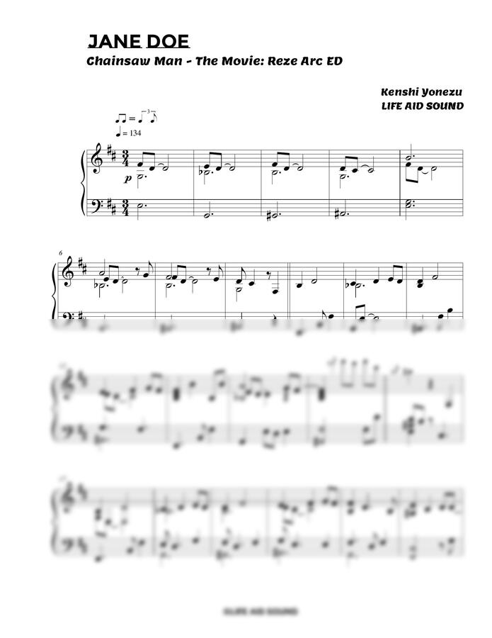 Kenshi Yonezu, Hikaru Utada - JANE DOE[Piano Ver]