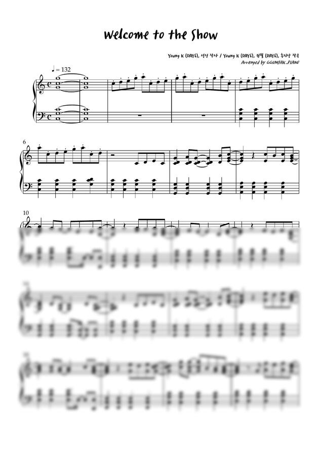 악보 Day6 데이식스 Welcome To The Show C Major 다장조