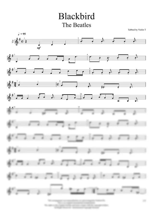 The Beatles - Blackbird (Violin)