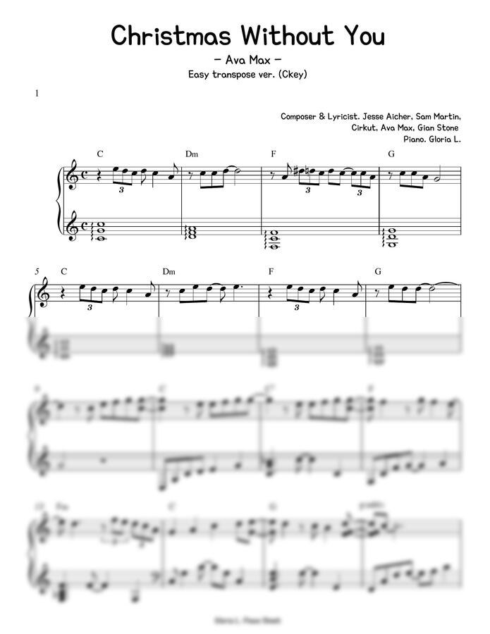 Ava Max - Christmas Without You (조표없는 다장조) by 글로리아엘0