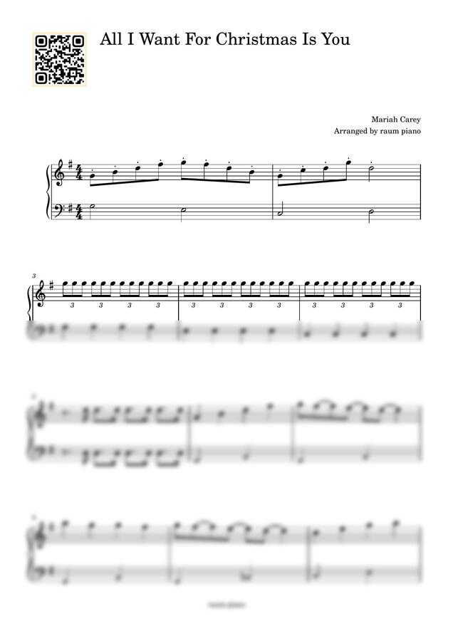 Mariah Carey - All I Want For Christmas Is You (초급/바이엘) by raum piano0