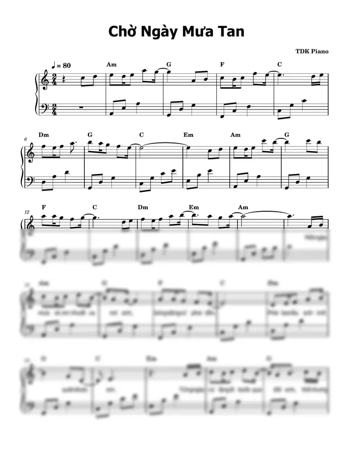TDK Piano - Chờ Ngày Mưa Tan