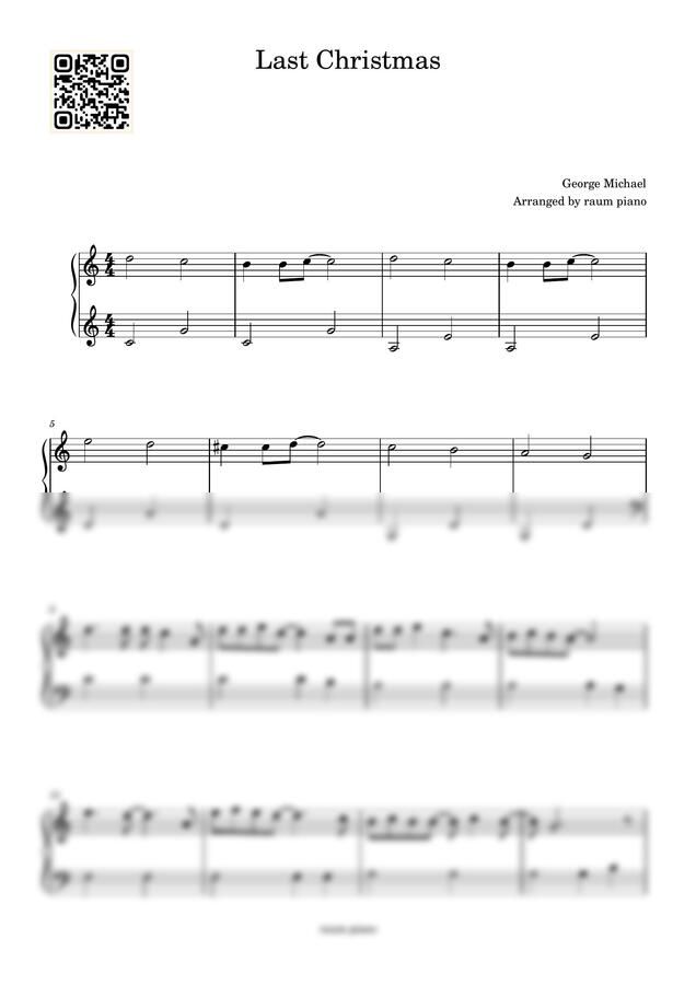 Wham! - Last Christmas 캐롤 (다장조/아주쉬운악보) by raum piano0