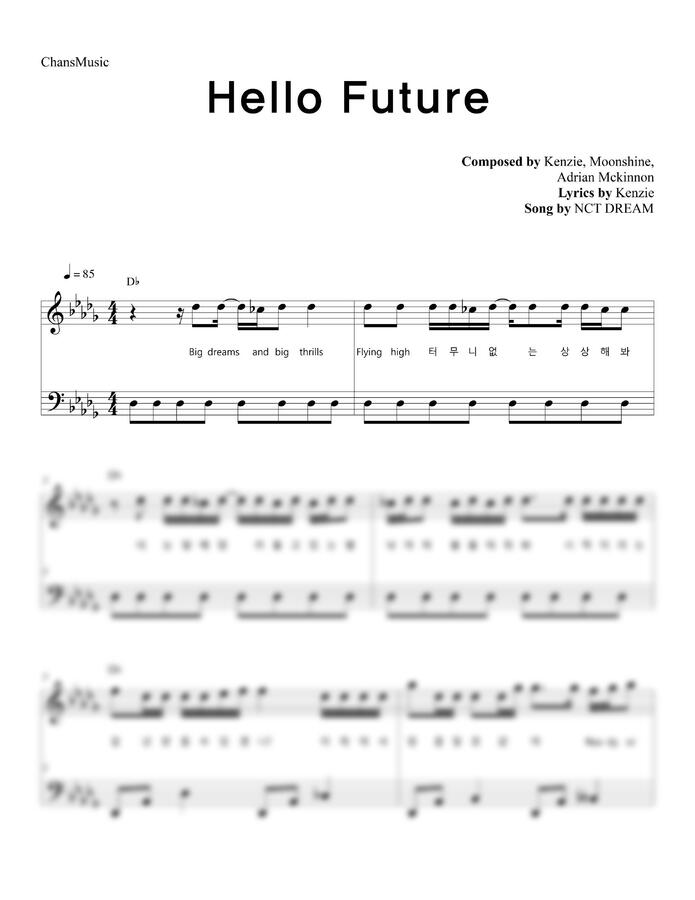 NCT DREAM - Hello Future (가사, 쉬운 악보) by 찬스뮤직0