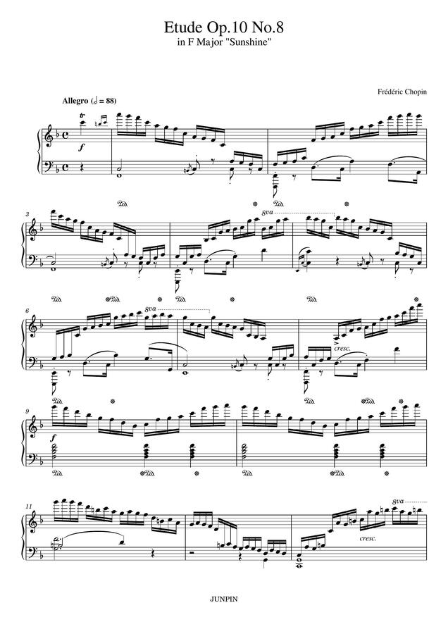 F. Chopin (쇼팽) - Etude Op.10 No.8 (에튀드 8번 "햇빛") (입시 단골곡) by JUNPIN0