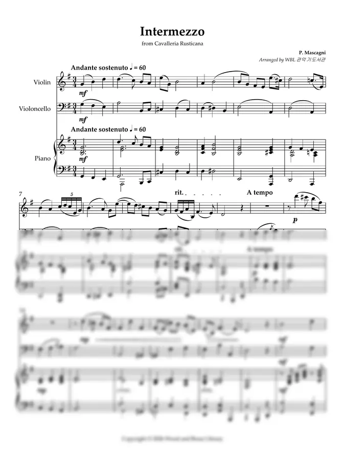 P. Mascagni - Intermezzo from Cavalleria Rusticana (피아노트리)
