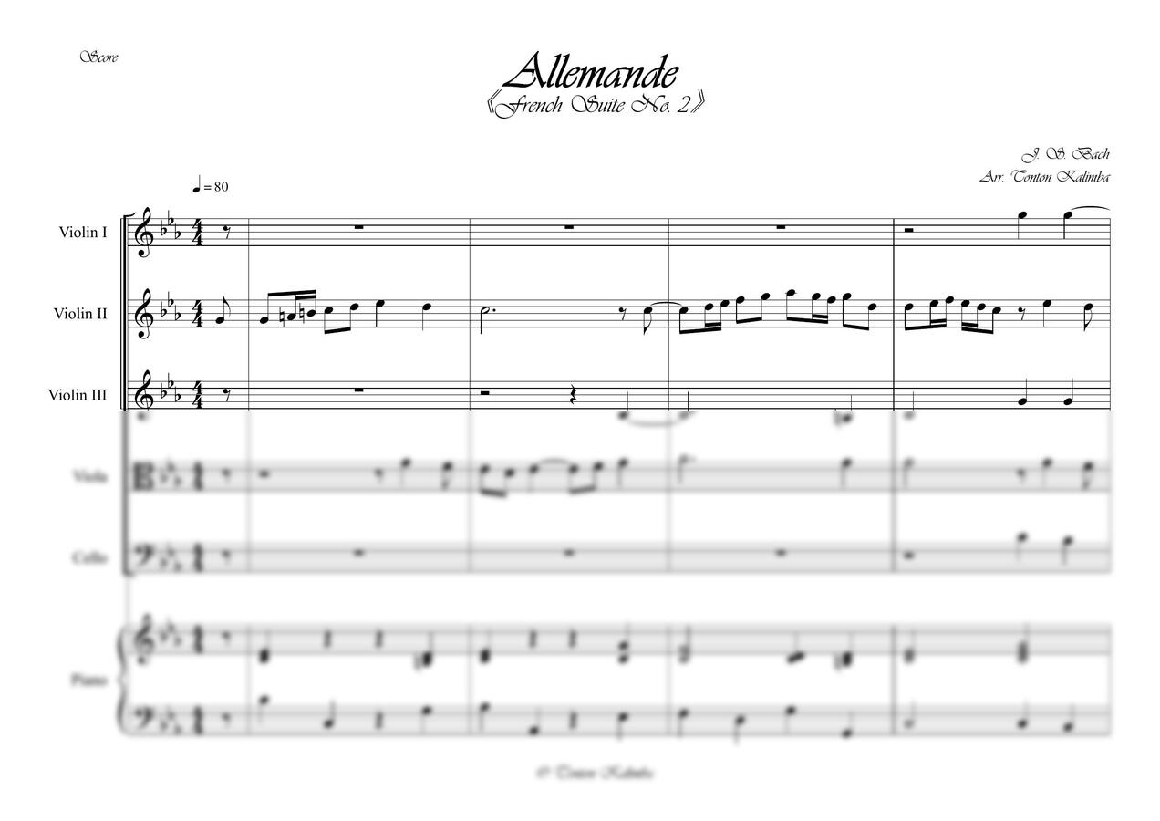 바흐(J. S. Bach) - 알르망드(Allemande) - 프랑스 조곡 2번 중 (피아노 6중주) by 톤톤 칼림바0