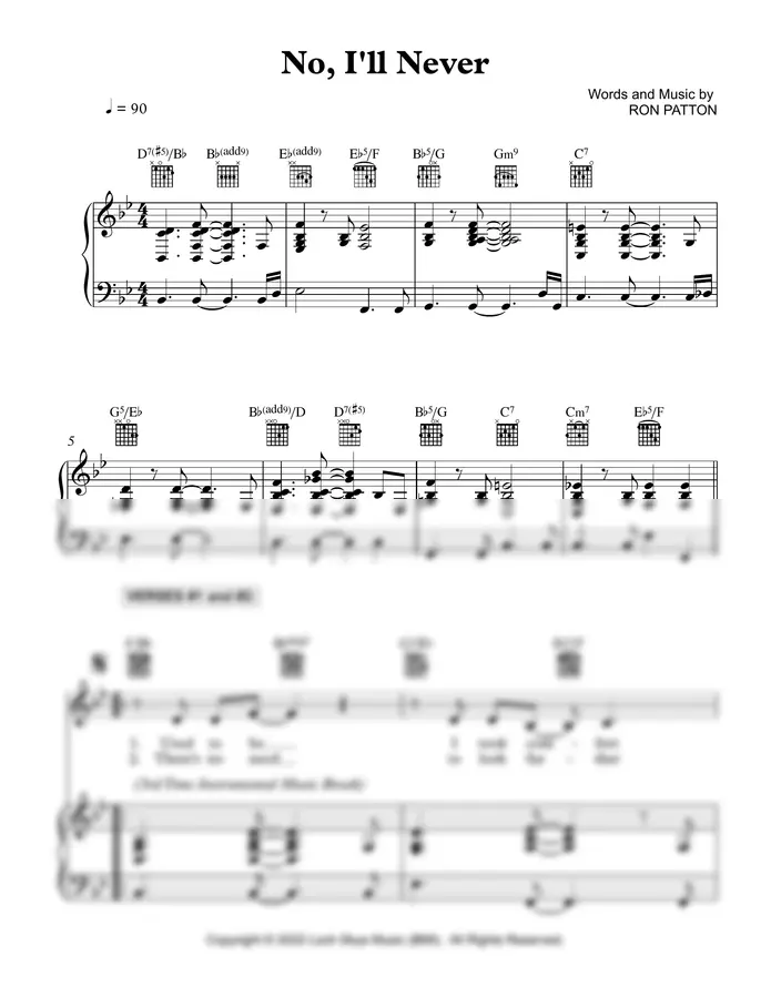 Words and Music by RON PATTON - No, I'll Never