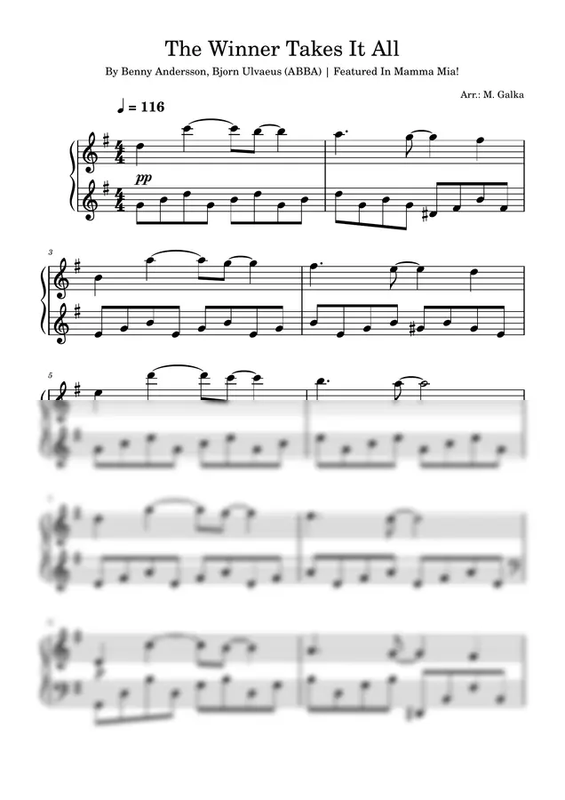 ABBA - The Winner Takes It All [Piano Cover]