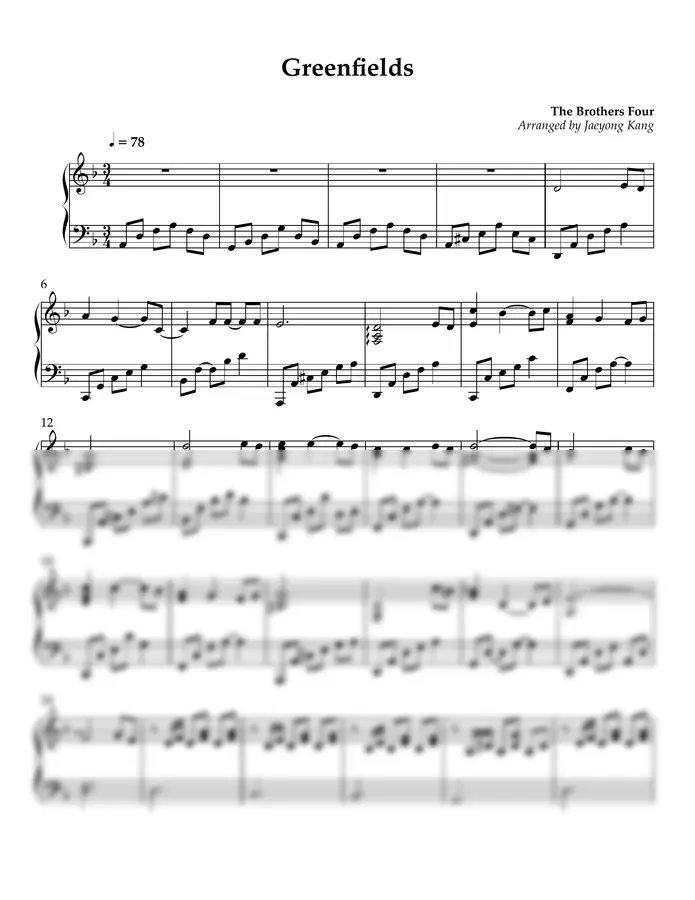 The Brothers Four Arranged by Jaeyong Kang - Greenfields