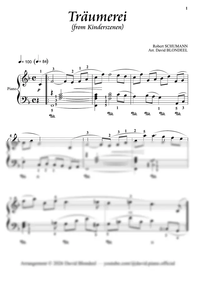 로베르트 슈만 - 트로이메라이 (어린이 정경 Op.15) (중급 피아노 독주)