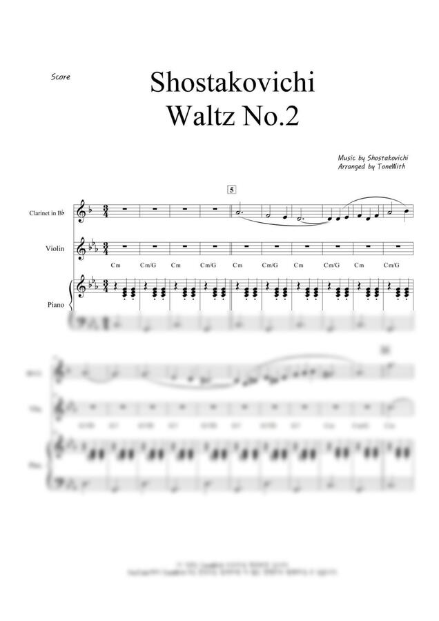 쇼스타코비치 - Shostakovichi Waltz.No2 (Pf,Cl,Vn) by 톤위드 ToneWith0