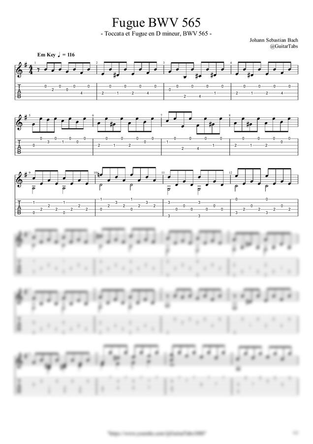 J.S. Bach - Fugue BWV 565 by GuitarTabs0