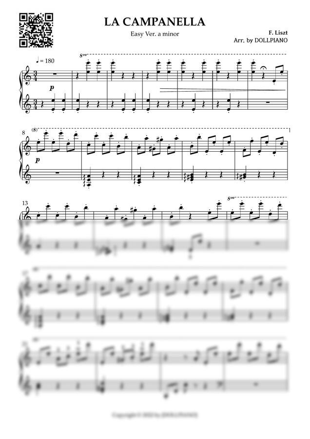F. Liszt - La Campanella (라 캄파넬라) (쉬운 악보, 웅장함) by DOLL PIANO0