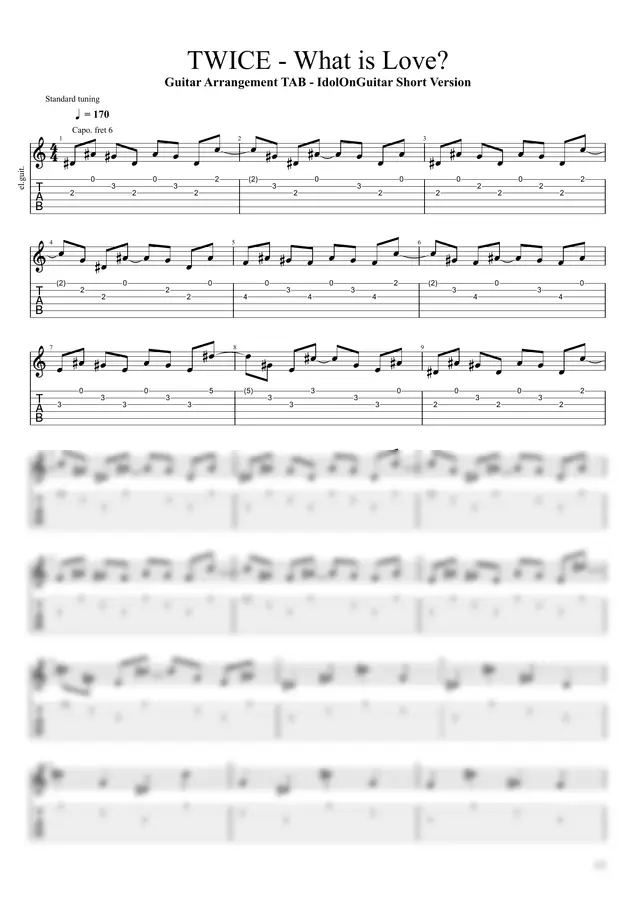 Guitar Arrangement TAB - IdolOnGuitar Short Version - TWICE - What is Love?