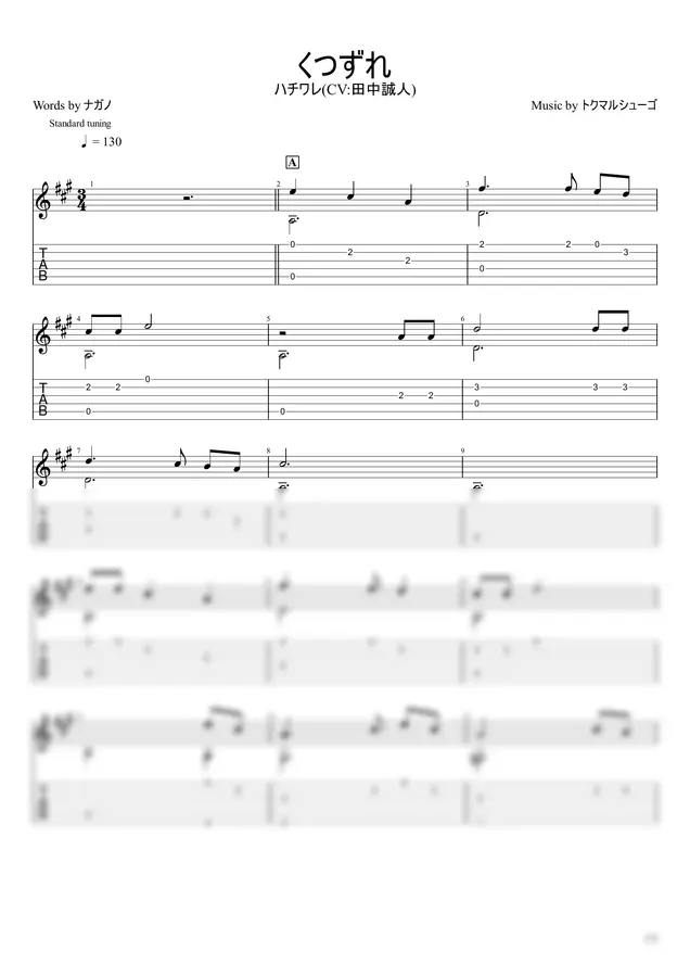 Hachiware (CV: Makoto Tanaka) - Kutsuzure (Fingerstyle)