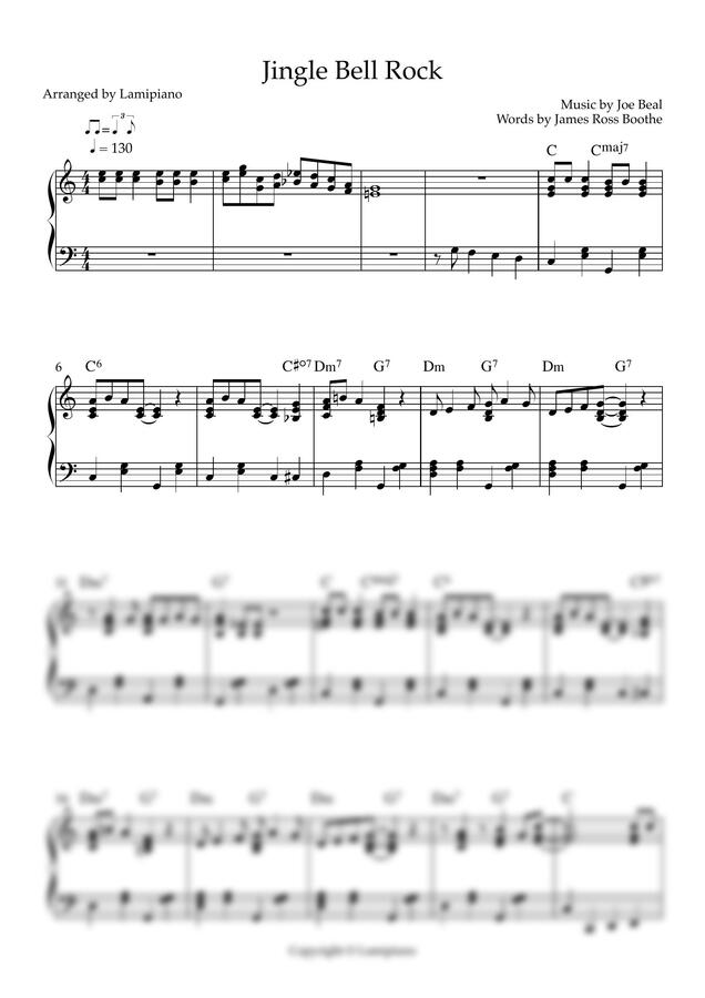 악보 > Bobby Helms Jingle Bell Rock (징글벨 락) (조표 없는 C Key 편곡) by 라미피아노
