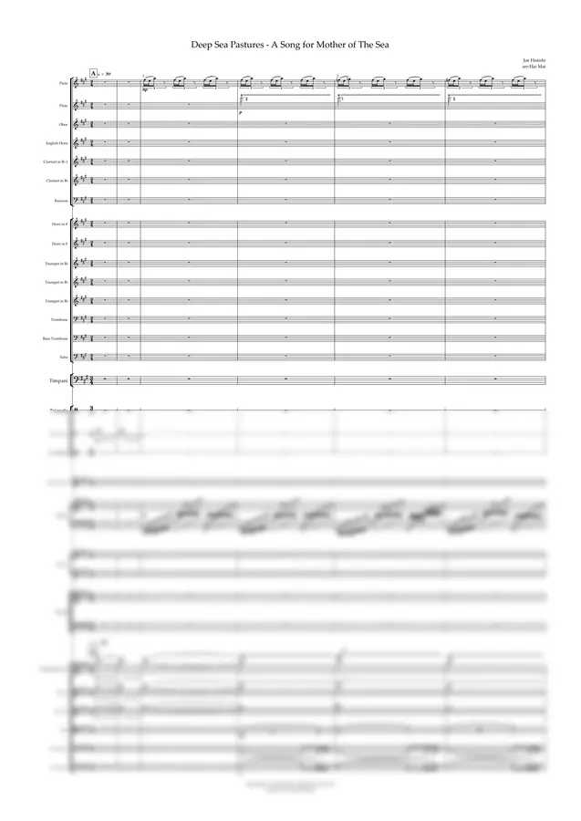 Joe Hsaishi arr:Hai Mai - Deep Sea Pasture - A Song for Mother of The Sea (for Orchestra - Score and Part)