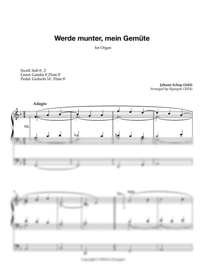 Johann Schop - Werde munter, mein Gemüte (오르간 묵상곡)