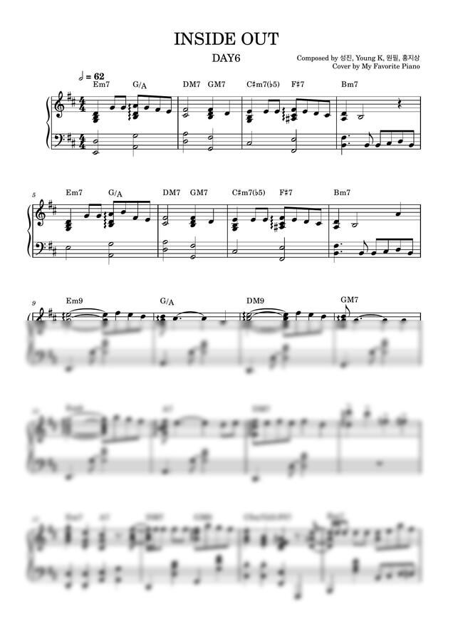 DAY6 (데이식스) - INSIDE OUT (고급 악보) by My Favorite Piano0