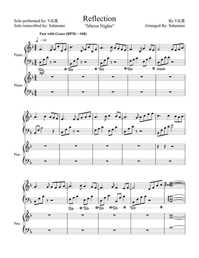악보 > V.K V.K__ Reflection (Mirror Nights)