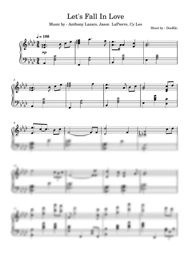 AnthonyLazaro, JasonLaPierre, CyLeo - Let's Fall In Love (piano)