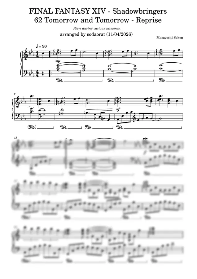 Masayoshi Soken - FINAL FANTASY XIV - ShB - 62 Tomorrow and Tomorrow - Reprise 反復する明日