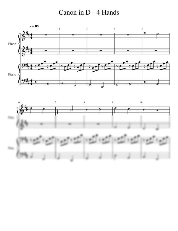 J. Pachelbel (파헬벨) - Canon Variation (캐논 변주곡) (캐논 솔로 악보+4 Hands 악보)