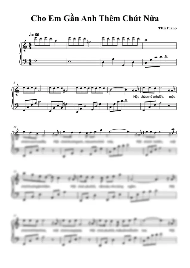 TDK Piano - Cho Em Gần Anh Thêm Chút Nữa