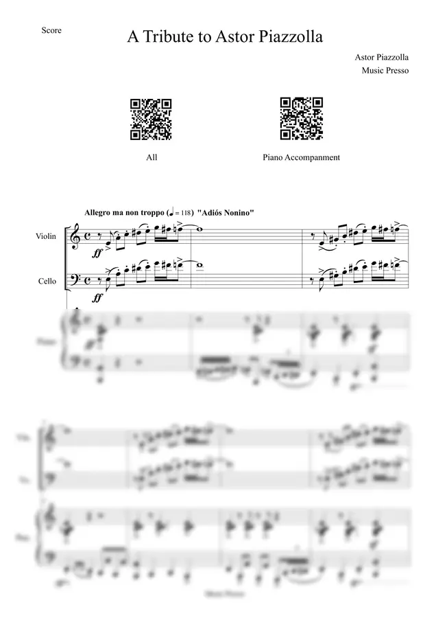 피아졸라 - Piazzolla Piano Trio Medley (피아노 트리오 (바이올린, 첼로, 피아노))